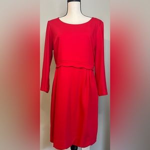 NWT Tahari Red Sheath Scalloped Dress Size 12